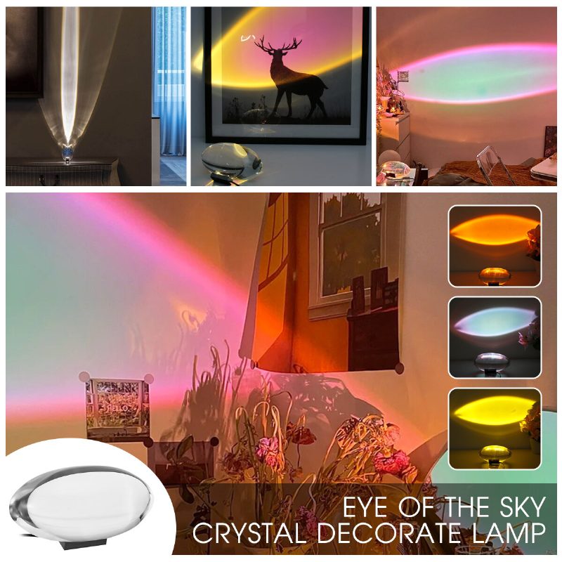 Crystal Sunset Projection Lamp Sisustus Lattia Makuuhuone Yövalo Tunnelmat