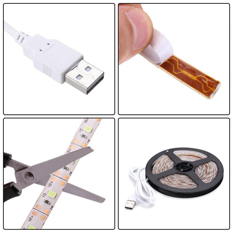 Dc5v 5m Usb 2835 Smd Pure White Lämmin Valkoinen Punainen Sininen Vedenpitävä Led Strip Tv Taustavalo