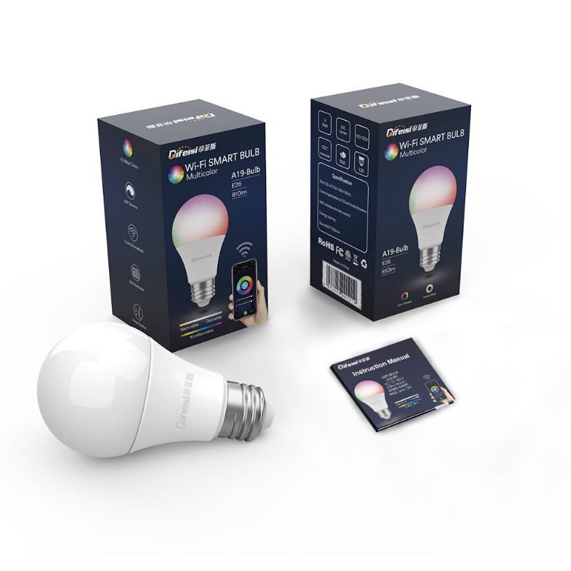 Difeisi Dfs-ac-0001 E26 9w Wifi A19 Rgb+cct Smart Bulb 810lm Ac100-130v Toimii Alexan Ja Google Assistantin Kanssa