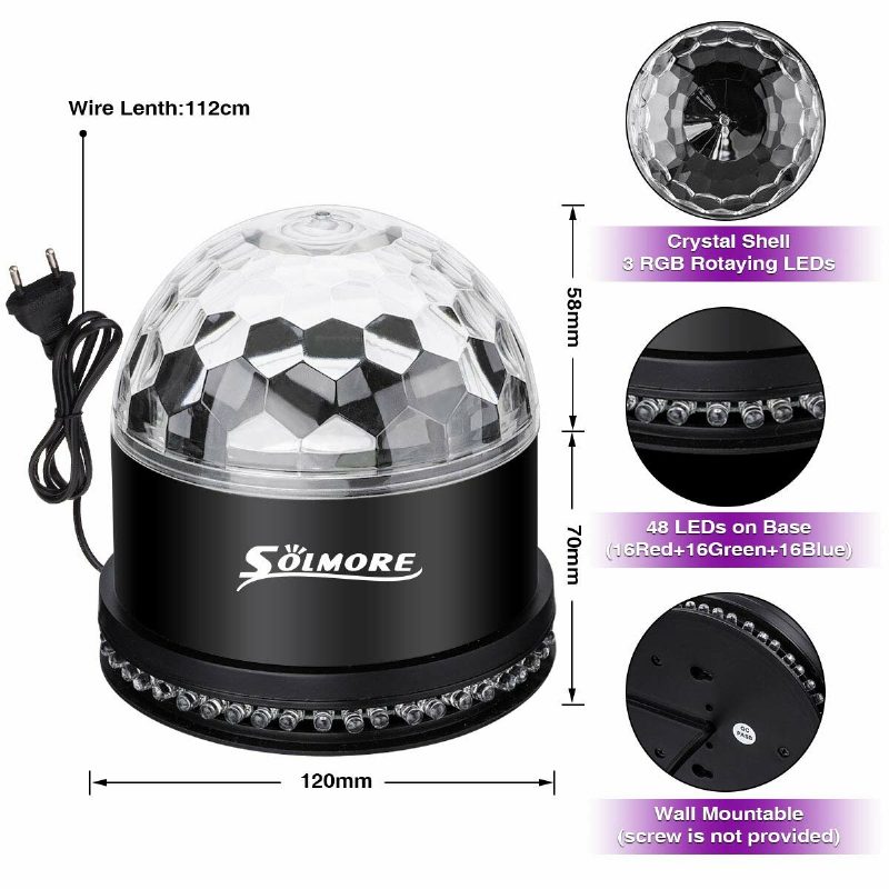 Disco Lights Solmore 51 Leds Juhlalava 12w Rgb Ball Light Sound Ainutlaatuinen Peräkkäinen Vilkkuva Tehoste Lapsille Festivaali Syntymäpäiväjuhla Baari