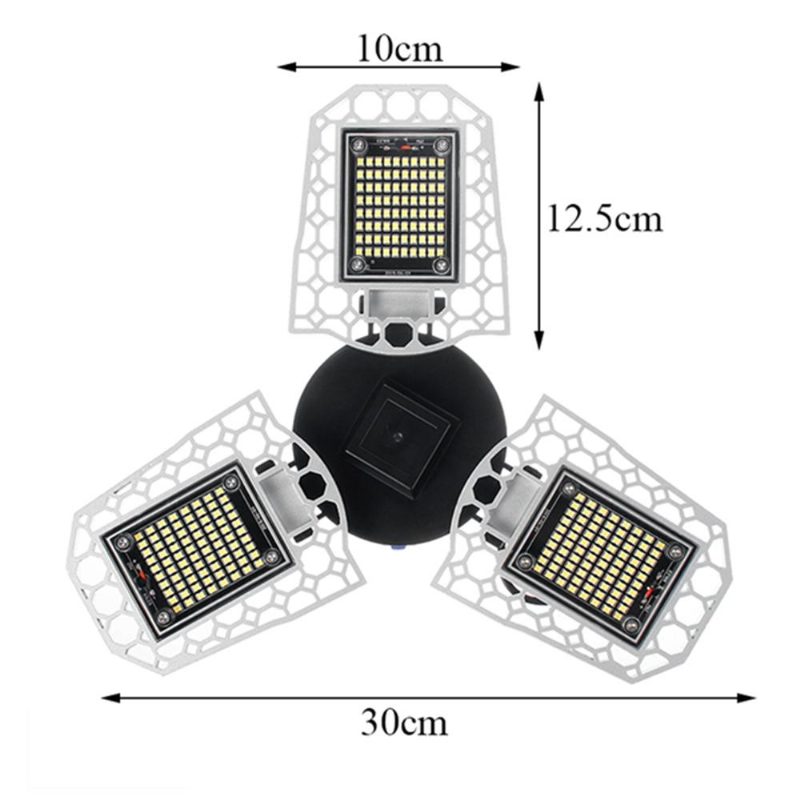 E27 80w Smd2835 Kolmilehtinen Led-lamppu Muotoutuva Taitettava Induktiovalotunnistin Autotallilamppu Ac100-277v