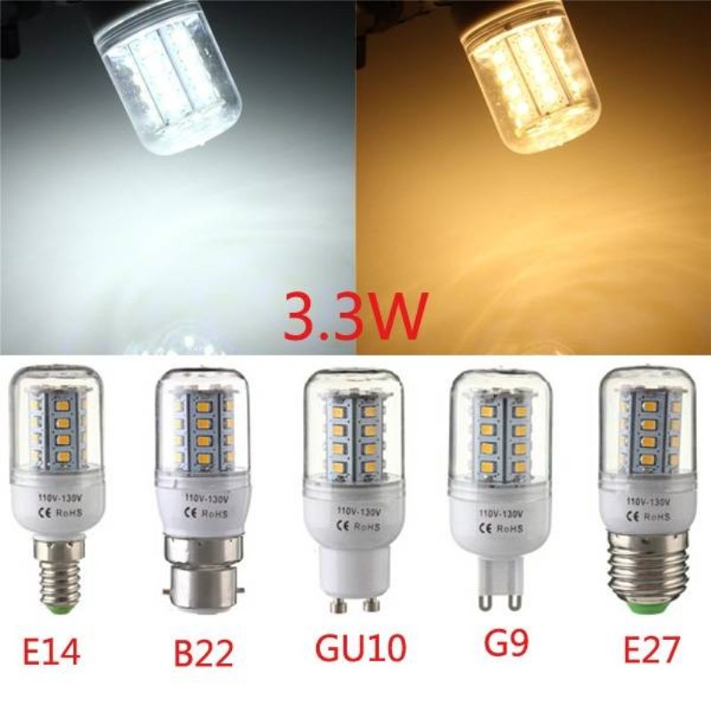 E27/e14/g9/gu10/b22 3.3w 30 Smd 2835 Led Maissipolttimo Lämmin Valkoinen/valkoinen 110v