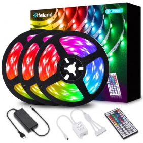 Elfeland 3*4m 5050 Rgb Led-nauhavalo Ei Vedenpitävä + Ohjain + Kaukosäädin + 12v 5a Virtalähde