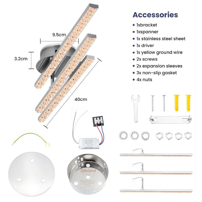 Elfland Ac85v~265v 24w Moderni Led-kattovalo Kristallivalopalkki Makuuhuoneen Olohuoneen Kattokruunulamppujen Valaistus