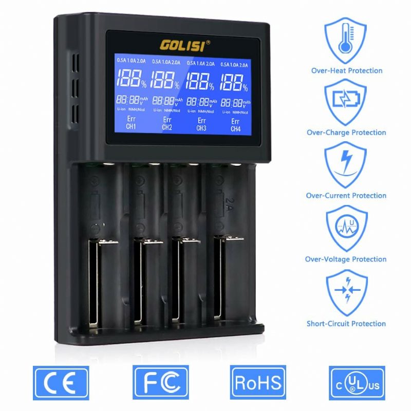 Golisi I4 Lcd-näyttö Usb-lataus Älykäs 2a Nopea Akkulaturi Li-ion Nimh-akut