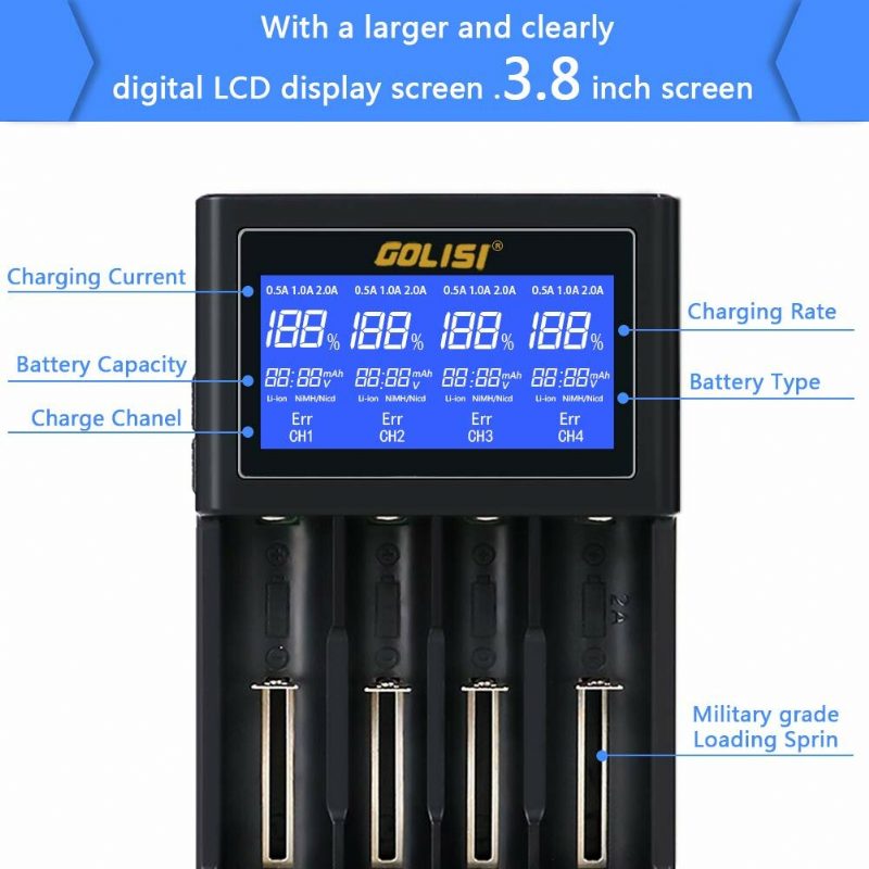 Golisi I4 Lcd-näyttö Usb-lataus Älykäs 2a Nopea Akkulaturi Li-ion Nimh-akut