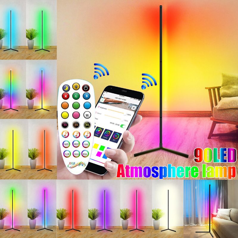 Kulmalattiavalaisin Rgb-väriä Vaihtava Kulmalamppu Himmennettävä Led Bluetooth -ympäristövalo