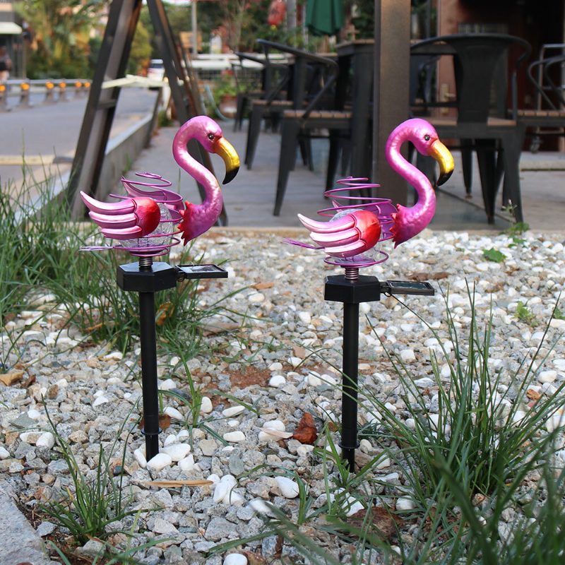 Led-aurinkovoimalla Toimiva Maa Nurmikon Valo Flamingo Bird Spring Stick -lamppu Ulkopuutarhan Pihan Koristelu