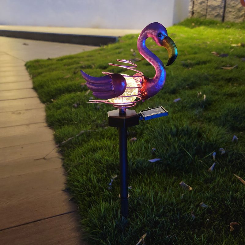 Led-aurinkovoimalla Toimiva Maa Nurmikon Valo Flamingo Bird Spring Stick -lamppu Ulkopuutarhan Pihan Koristelu