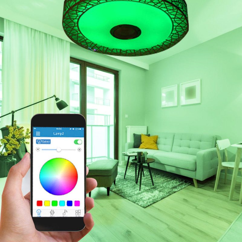 Led Rgb Kattovalo Bluetooth Äänilamppu App Kaukosäädin 100-240v