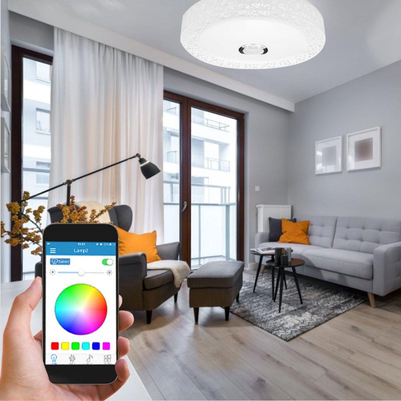 Led Rgb Kattovalo Bluetooth Äänilamppu App Kaukosäädin 100-240v