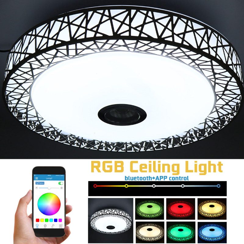 Led Rgb Kattovalo Bluetooth Äänilamppu App Kaukosäädin 100-240v