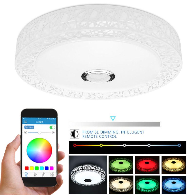 Led Rgb Kattovalo Bluetooth Äänilamppu App Kaukosäädin 100-240v