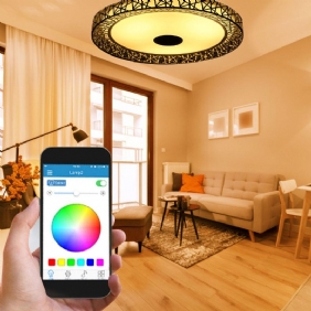 Led Rgb Kattovalo Bluetooth Äänilamppu App Kaukosäädin 100-240v