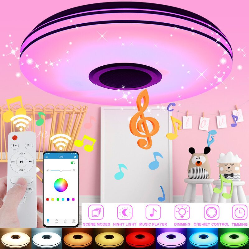 Led Rgb Music Kattolamppu Bluetooth App+kaukosäädin Lastenhuone Makuuhuone