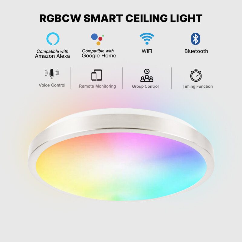 Lllinkin Sr01 15w/20w Rgb Himmennettävä Wifi Smart Led -kattovalo App Control Ääniohjaus Toimii Alexa Google Assistant Tuyan Kanssa