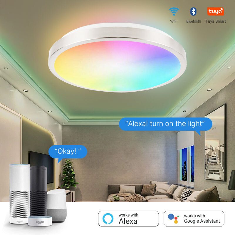 Lllinkin Sr01 15w/20w Rgb Himmennettävä Wifi Smart Led -kattovalo App Control Ääniohjaus Toimii Alexa Google Assistant Tuyan Kanssa