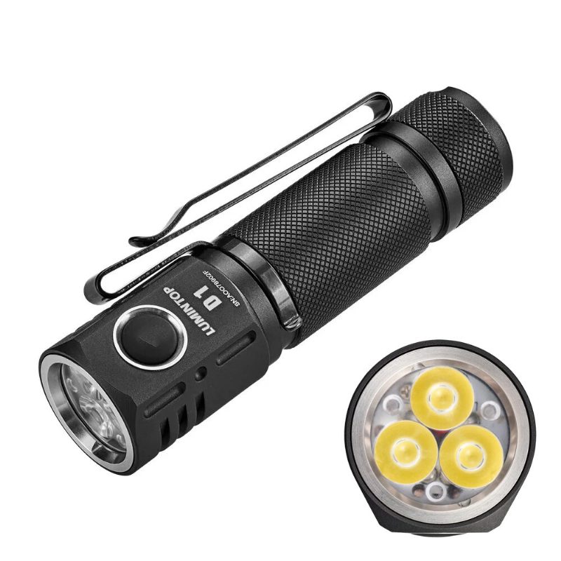 Lumintop D1 Triple Led 2000lm 180m Tir-linssi Pitkän Kantaman Edc-taskulamppu Vedenpitävä 18650 Pienikokoinen Taskulamppu