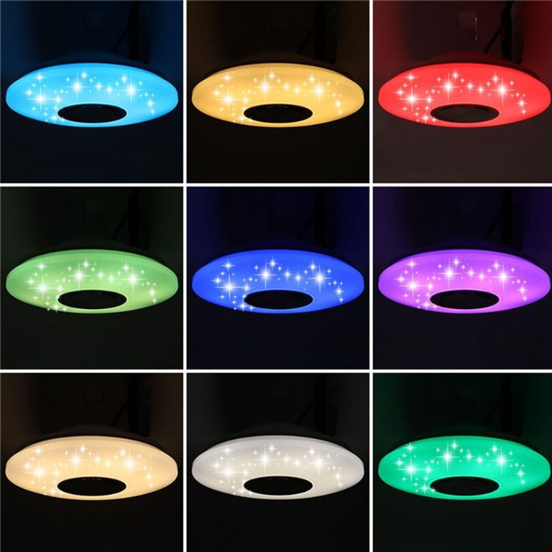 Moderni 60 W Rgb Led Kattovalo Bluetooth Musiikkikaiutinlamppu Kaukosäädin App Control