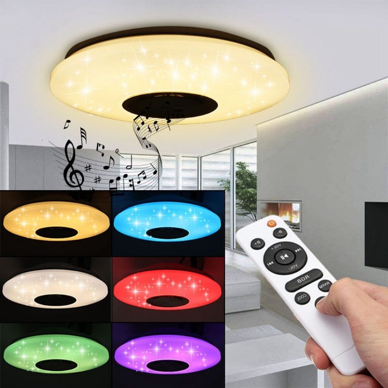 Moderni 60 W Rgb Led Kattovalo Bluetooth Musiikkikaiutinlamppu Kaukosäädin App Control