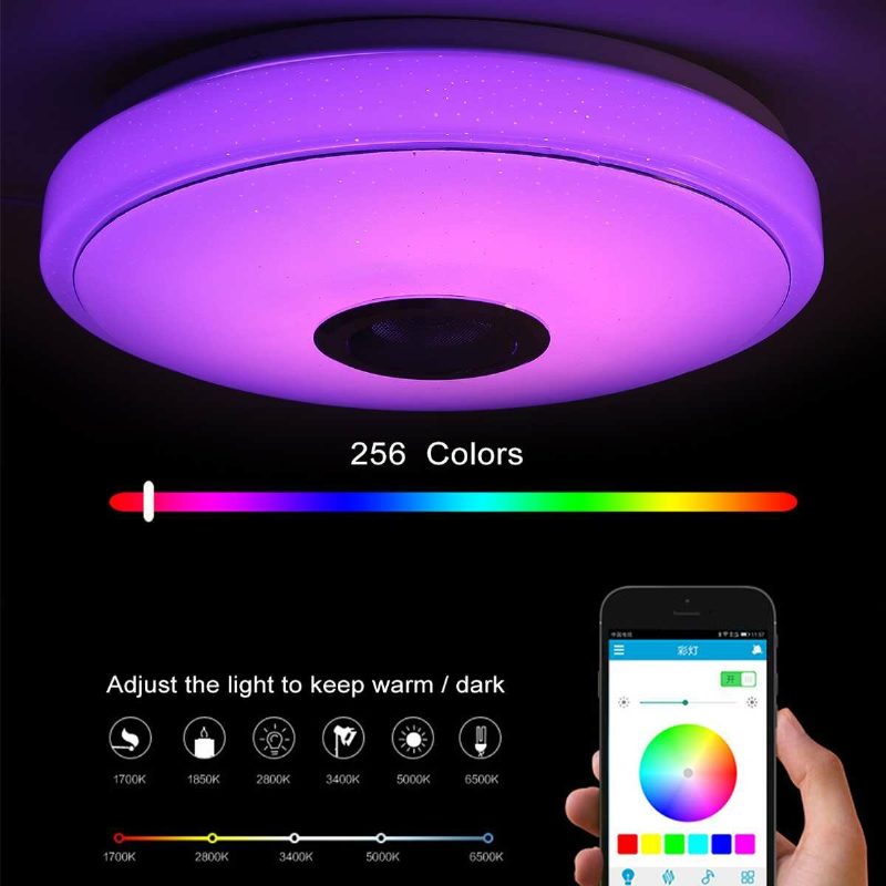 Moderni Rgb Led-kattolamppu Kodin Valaistus App Bluetooth Musiikkivalo Makuuhuoneen Valaisin Älykäs Kattovalo + Kaukosäädin