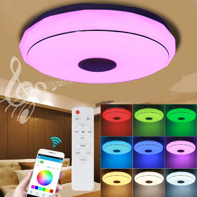 Moderni Rgb Led-kattolamppu Kodin Valaistus App Bluetooth Musiikkivalo Makuuhuoneen Valaisin Älykäs Kattovalo + Kaukosäädin