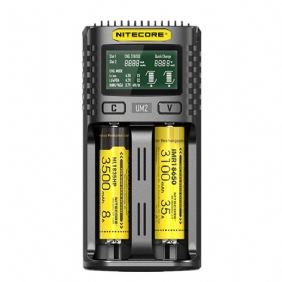 Nitecore Um2 Lcd-näyttö 5v/2a Litiumakkulaturi Usb Qc Älykäs Pikalaturi Aa Aaa 18650 21700 26650