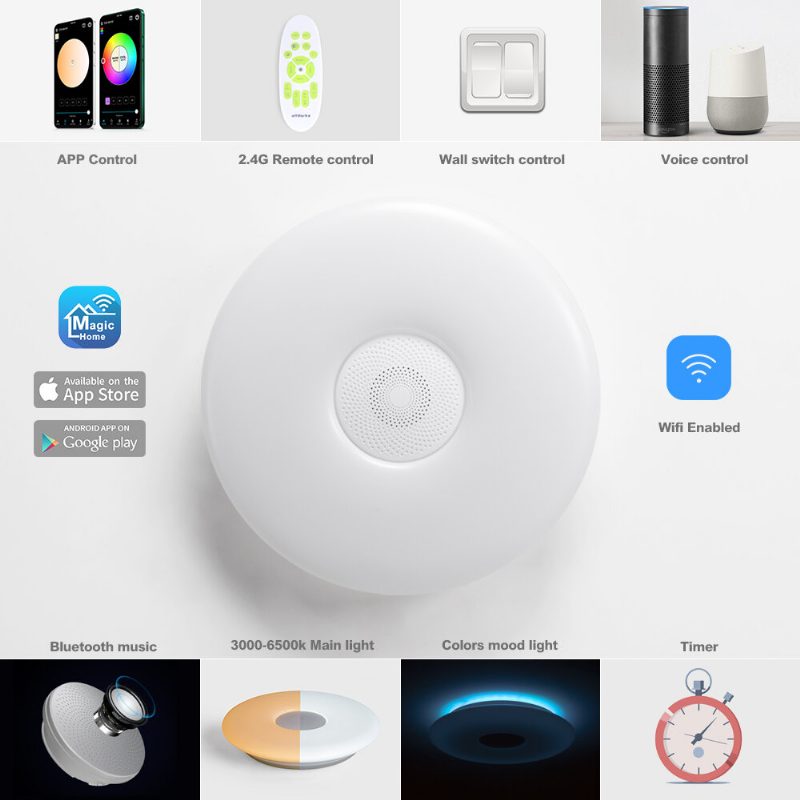 Offdarks Smart Ceiling Light Lxd-xg36-sp Wifi Ääniohjaus Bluetooth Kaiutin App Kaukosäädin Makuuhuone Keittiö Musiikki Kattolamppu
