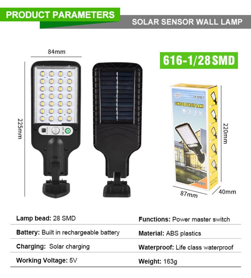 Solar Street Lights Outdoor Aurinkolamppu 3 Valotilassa Vedenpitävä Liiketunnistin Turvavalaistus Puutarha Patio Polku Pihalle