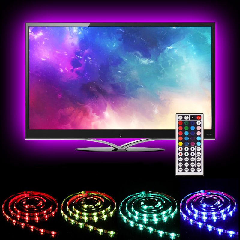 Solmore 2*40cm+2*60cm Usb Led Tv Taustavalonauhavalosarja Rgb-näyttölamppu + 44 Avaimen Kaukosäädin Dc5v