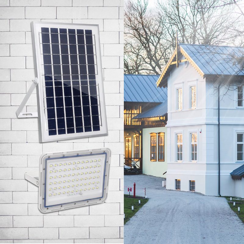 Ulkokäyttöön Tarkoitettu 80/144/240led Solar Flood Light Vedenpitävä Garden Street Seinävalaisin + Kaukosäädin