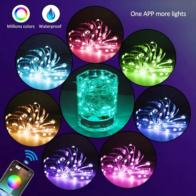 Usb Fairy Lights Led String Musiikkisynkronointi Bluetooth App Puhelin Sisäkäyttöön Ulkokäyttöön Twinkle 32.8ft Riippuvat Verhonauhavalot Väriä Muuttavat Tähtivalot