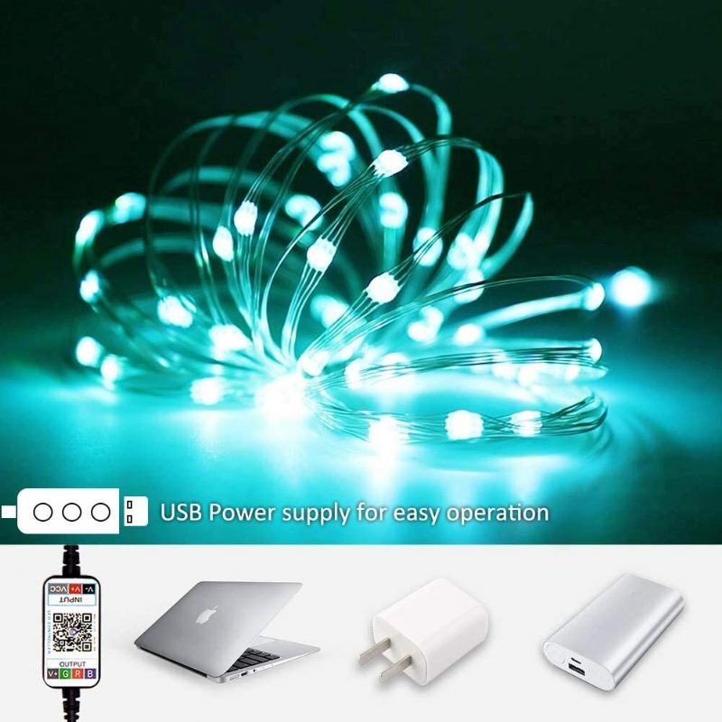 Usb Fairy Lights Led String Musiikkisynkronointi Bluetooth App Puhelin Sisäkäyttöön Ulkokäyttöön Twinkle 32.8ft Riippuvat Verhonauhavalot Väriä Muuttavat Tähtivalot