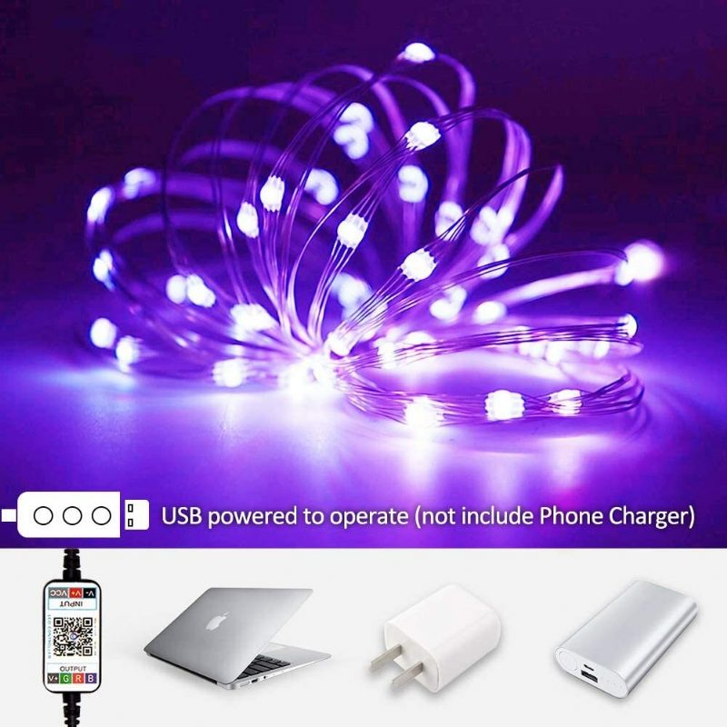 Usb Fairy Lights Led String Musiikkisynkronointi Bluetooth App Puhelin Sisäkäyttöön Ulkokäyttöön Twinkle 32.8ft Riippuvat Verhonauhavalot Väriä Muuttavat Tähtivalot