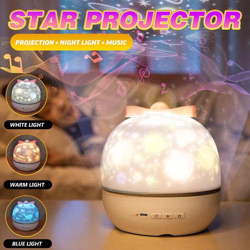 Usb Led Star Projection Lamp Music Värikäs Yövalo Puutarha Syntymäpäivä Joululahja