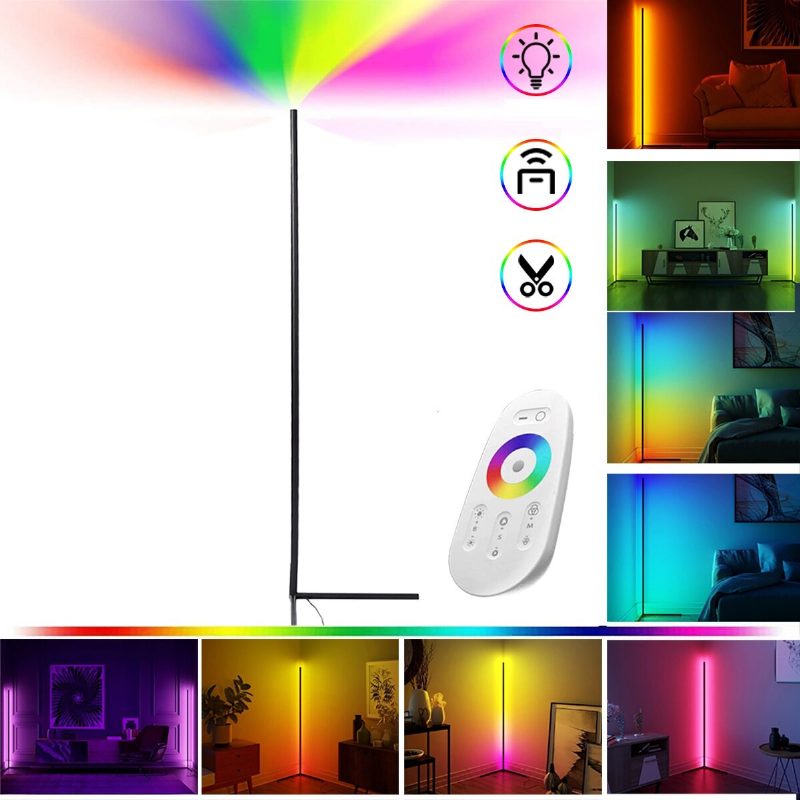 Värikäs 3000k Himmentävä Rgb-led-lattiavalaisimet Musta Valkoinen Lattialamppu Moderni