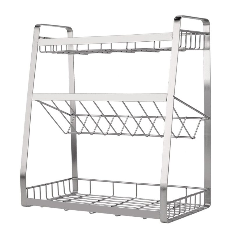 3-kerroksinen Keittiön Mausteteline Ruostumattomasta Teräksestä Työtasoinen Maustepurkki Pullohylly