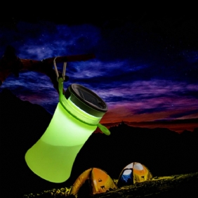 550 Ml Kokoontaittuva Silikoninen Vedenpitävä Urheiluvesipullo Aurinkoenergialla Ladatulla Led Camping Laternilla