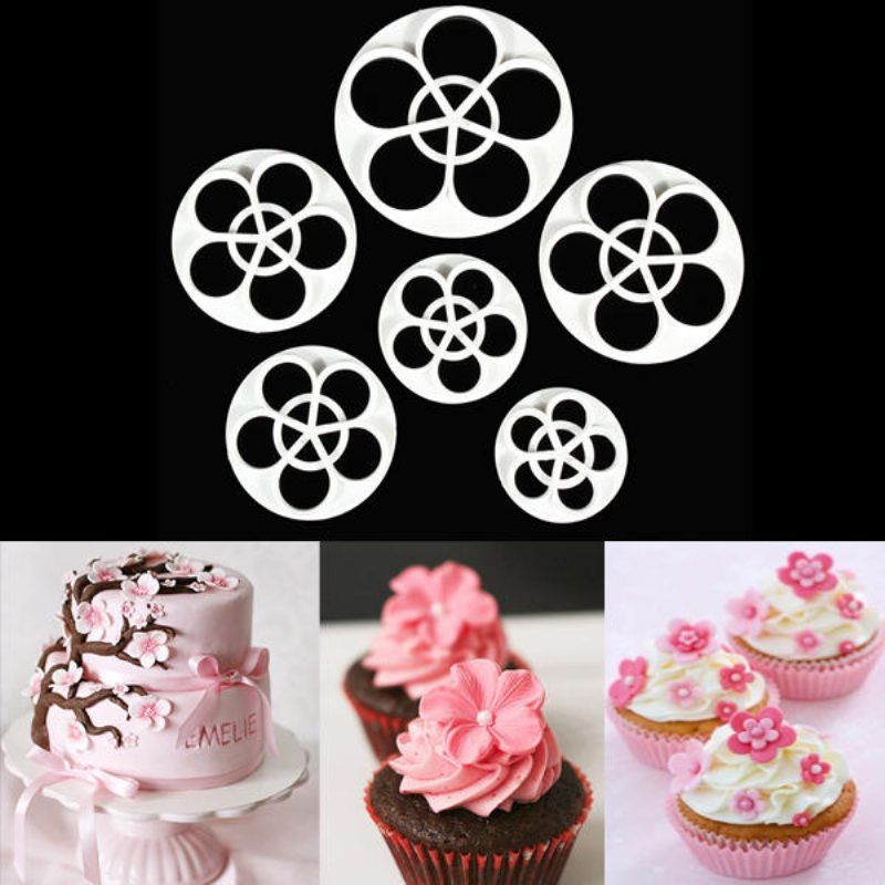 6 Kpl Luumukukka Fondant Cake Sugarcraft Cutter Muotti