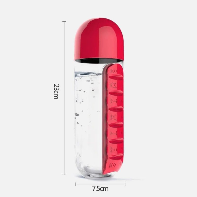 600 Ml Vesipullo Pillbox-muovisella Juomapullolla