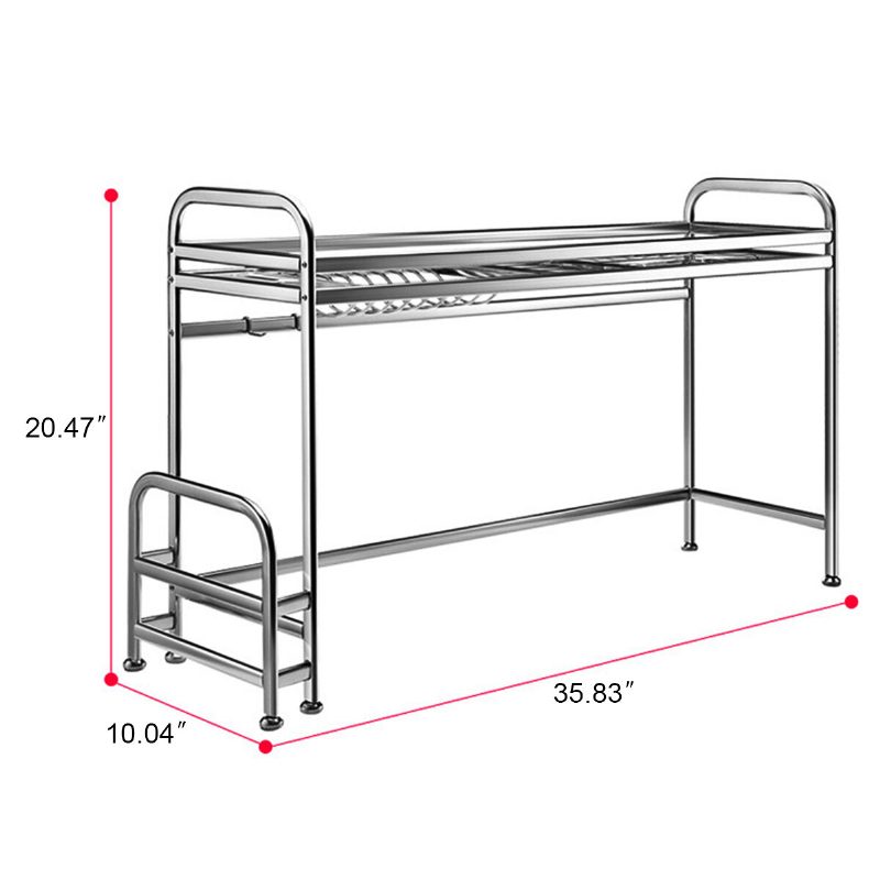 66cm/91cm Ruostumattomasta Teräksestä Valmistettu Tiskiastian Kuivausteline Säilytys Monitoiminen Järjestely Keittiötasolle