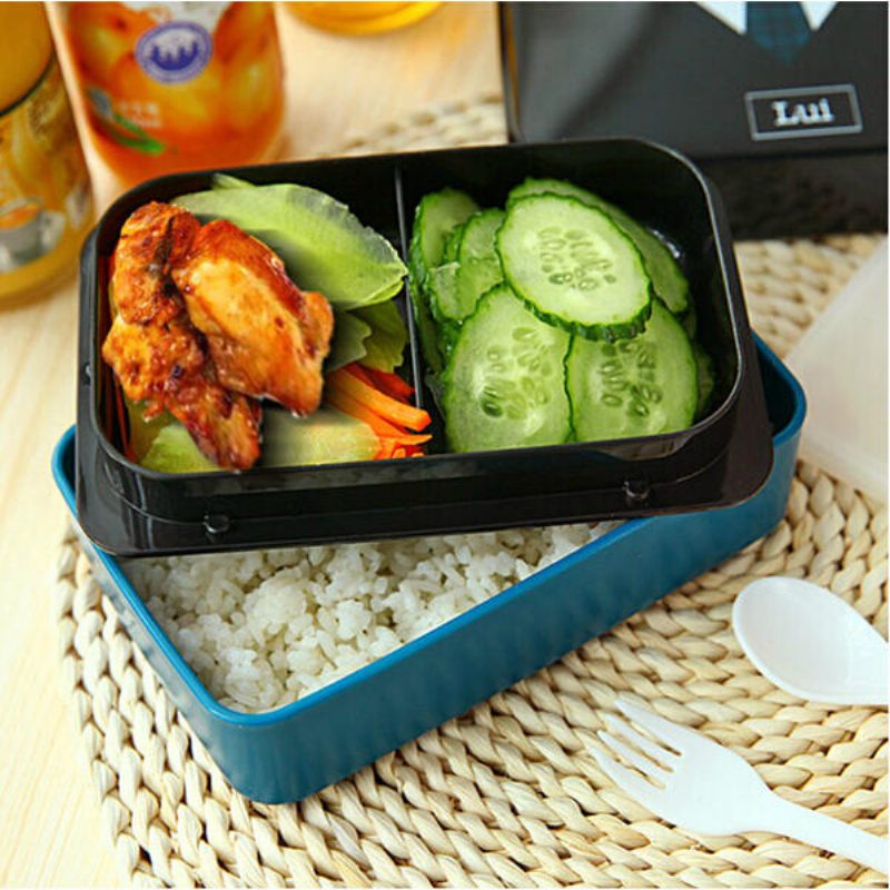 730 Ml 2-kerroksinen Muovinen Lovely Lunch Box Belt Bento Box Sushi -lounaslaatikon Ruokasäiliö