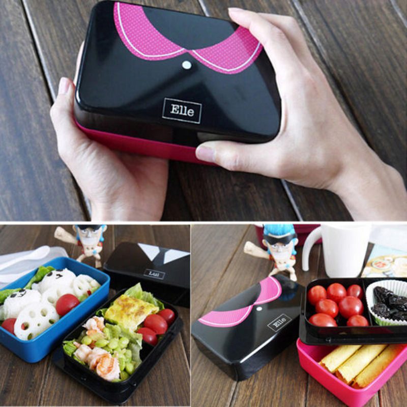 730 Ml 2-kerroksinen Muovinen Lovely Lunch Box Belt Bento Box Sushi -lounaslaatikon Ruokasäiliö