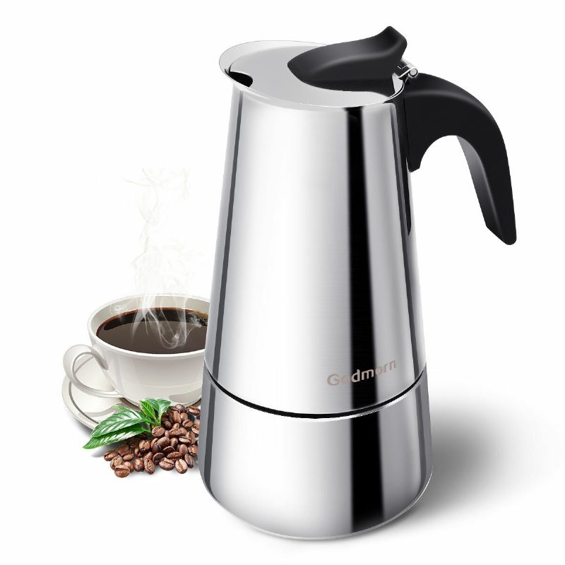 Godmorn Stovetop Espresso Maker Moka Pot 450ml/15oz/9 Cup Classic Cafe Percolator Ruostumaton Teräs Sopii Induktioliedelle