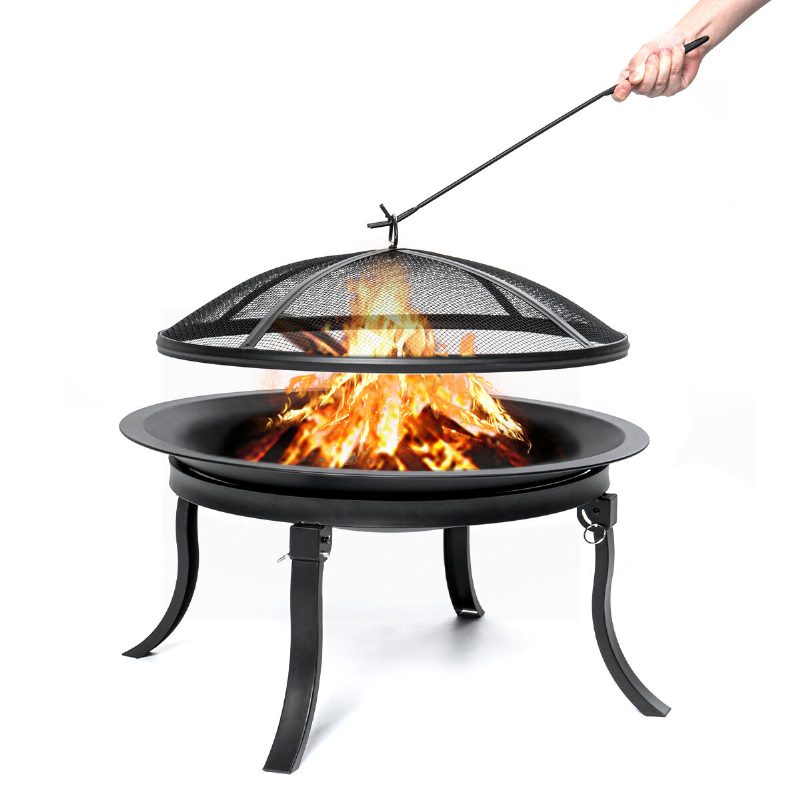 Kingso 24 Tuuman Kannettava Fire Pits -teräksinen Puulämmitteinen Tulipesä Bbq Grill Bowl -pokerilla