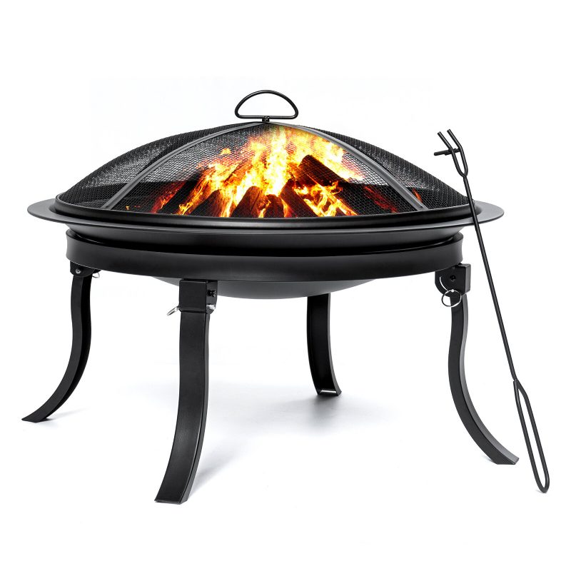 Kingso 24 Tuuman Kannettava Fire Pits -teräksinen Puulämmitteinen Tulipesä Bbq Grill Bowl -pokerilla