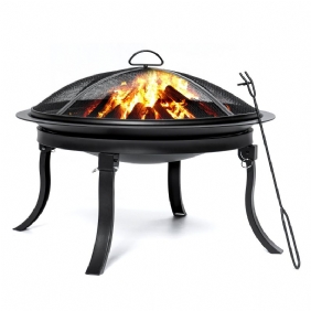 Kingso 24 Tuuman Kannettava Fire Pits -teräksinen Puulämmitteinen Tulipesä Bbq Grill Bowl -pokerilla