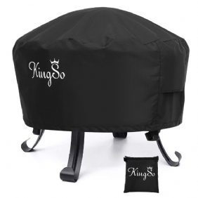 Kingso Outdoor Fire Pit Cover Pyöreä 26" Vedenpitävä 600d Heavy Duty Patio Bowl -suojus Soljeilla Kiristysnyörillä Ja 2 Tuuletusaukkoa Paksu Pvc-takki