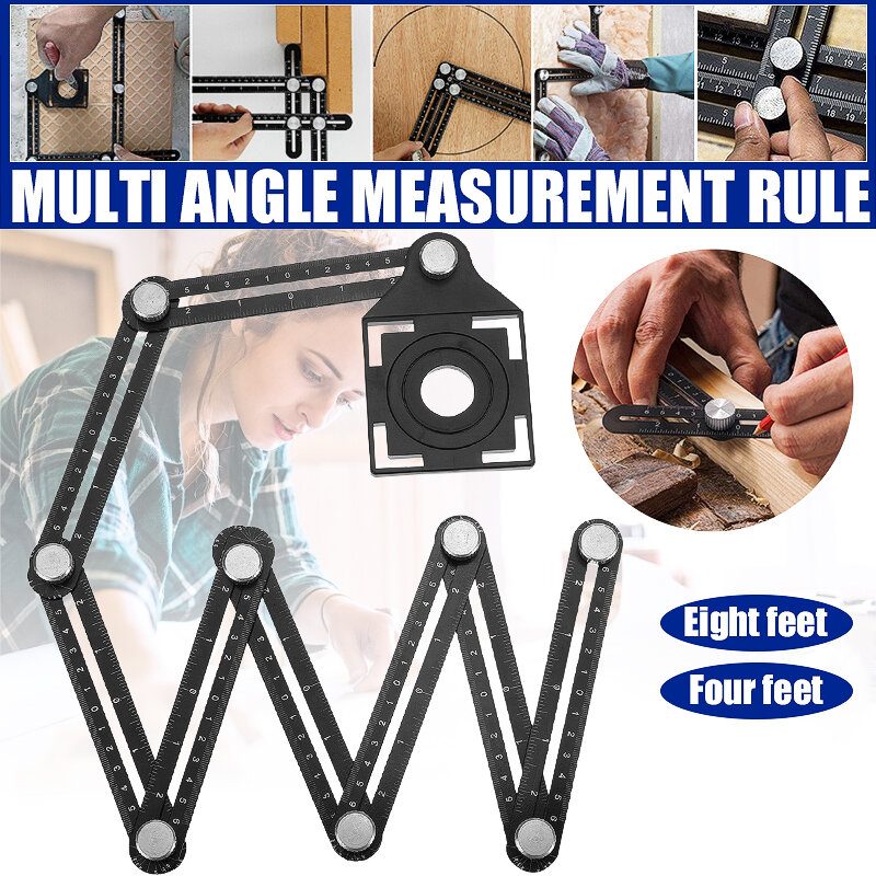 Monikulmainen Mittaviivain Porareiän Paikannus 4/8-puolinen Yleismittari Alumiiniseoksesta Kulman Mittausviiva Taitettavat Työkalut