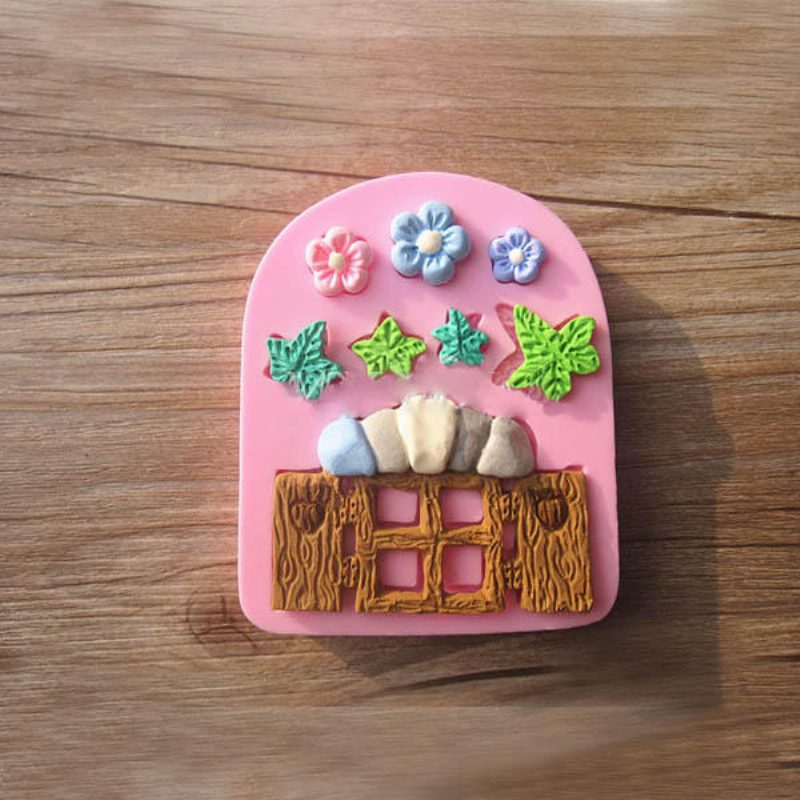 Plants Wooden Window Nestemäinen Silikonimuotti Fondant Cake Koristemuotti